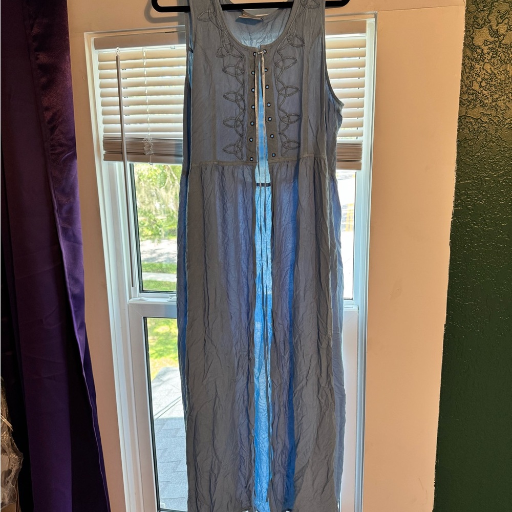 Holy Clothing Embroidered Ren Faire Laced Outer Dress